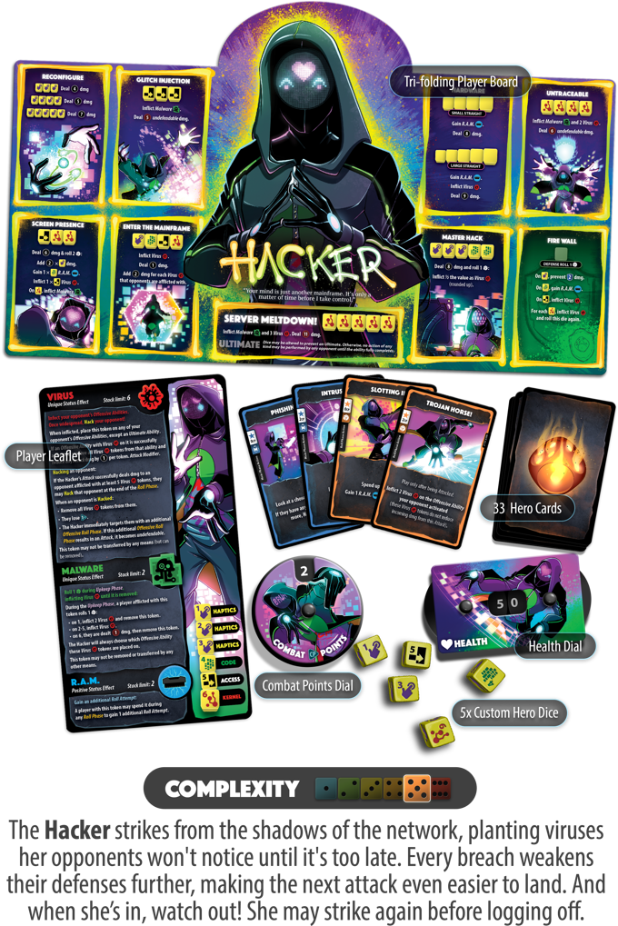 Dice Throne · Hero Pack Hacker (Nexus) · visuel officiel Dice Throne Nexus
