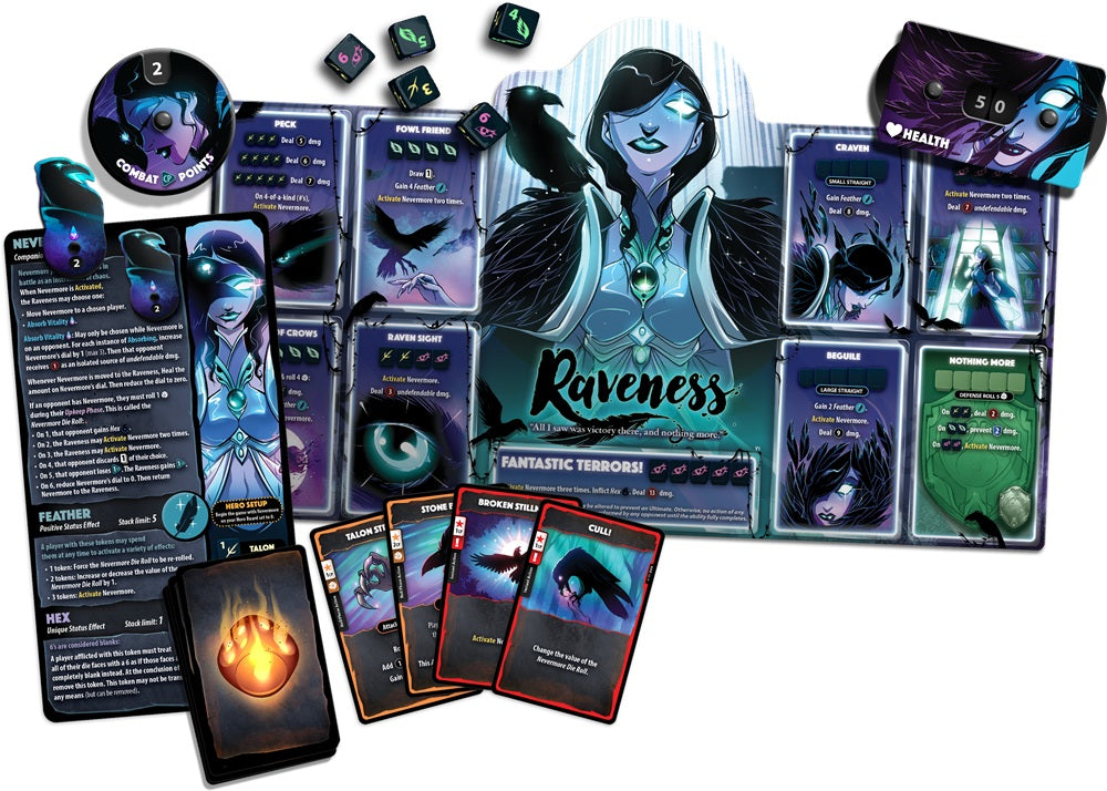 Verso de la boîte Dice Throne : Outcasts – Hero Pack Raveness | Jeu de dés stratégique - règles et caractéristiques du jeu