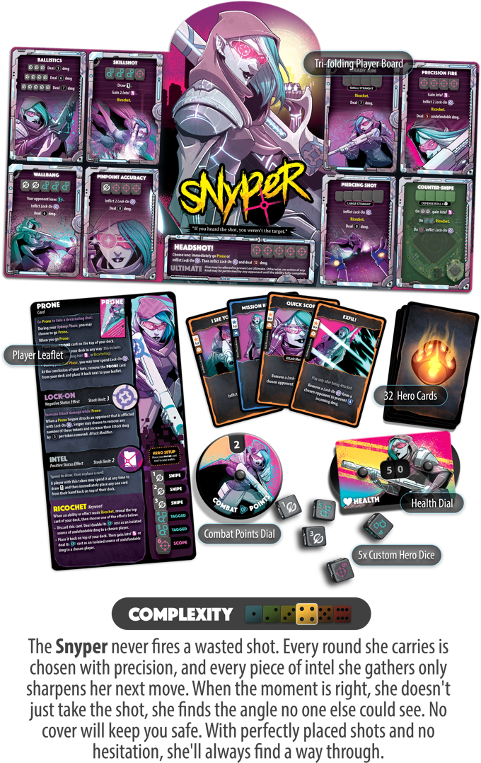 Dice Throne · Hero Pack Snyper (Nexus) · visuel officiel Dice Throne Nexus