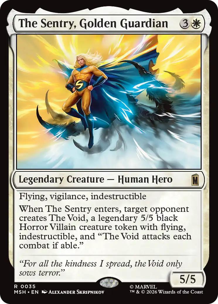 Magic The Gathering | The Sentry, Golden Guardian | Marvel March of the Machines #0035 | Mythic | NM · FOIL | EN