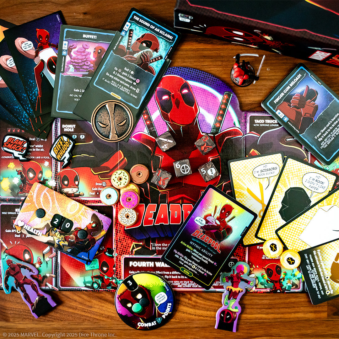 Marvel Dice Throne Deadpool - Tous les composants