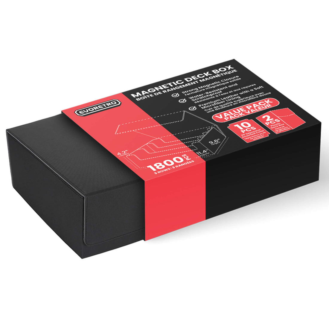 EVORETRO Magnetic Card Deck Storage Box - Holds 1800 Cards - vue 4