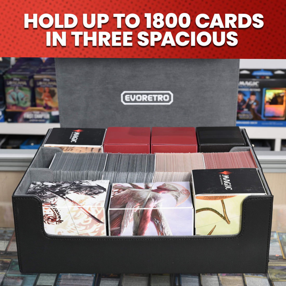 EVORETRO Magnetic Card Deck Storage Box - Holds 1800 Cards - vue 2