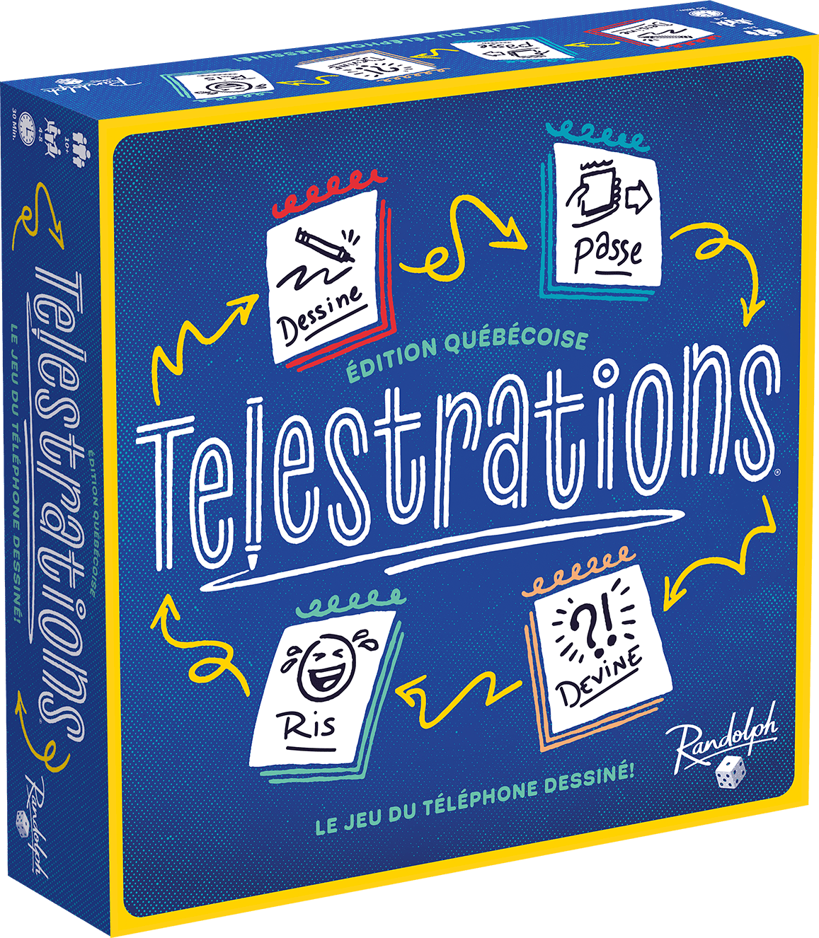 Boîte du jeu de société Telestrations : Éd. Québécoise - FR - 4-8 joueurs, 30 min, 12 ans+ | AdventureBox
