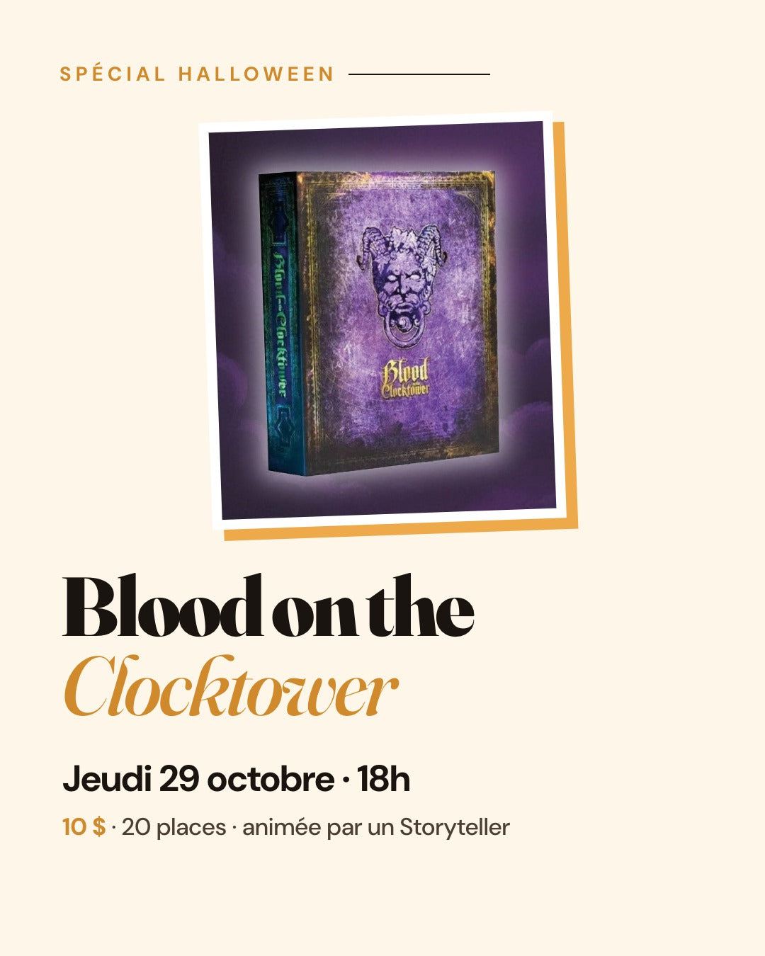 Blood on the Clocktower spécial Halloween, jeudi 29 octobre 2026 à 18h, AdventureBox Sherbrooke