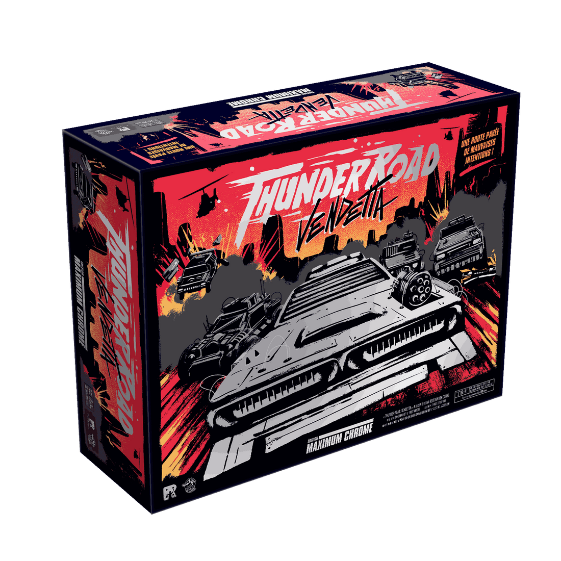 Boîte du jeu de société Thunder Road Vendetta : Maximum Chrome - FR - 2-6 joueurs, 45 - 75 min, 10 ans+ | AdventureBox