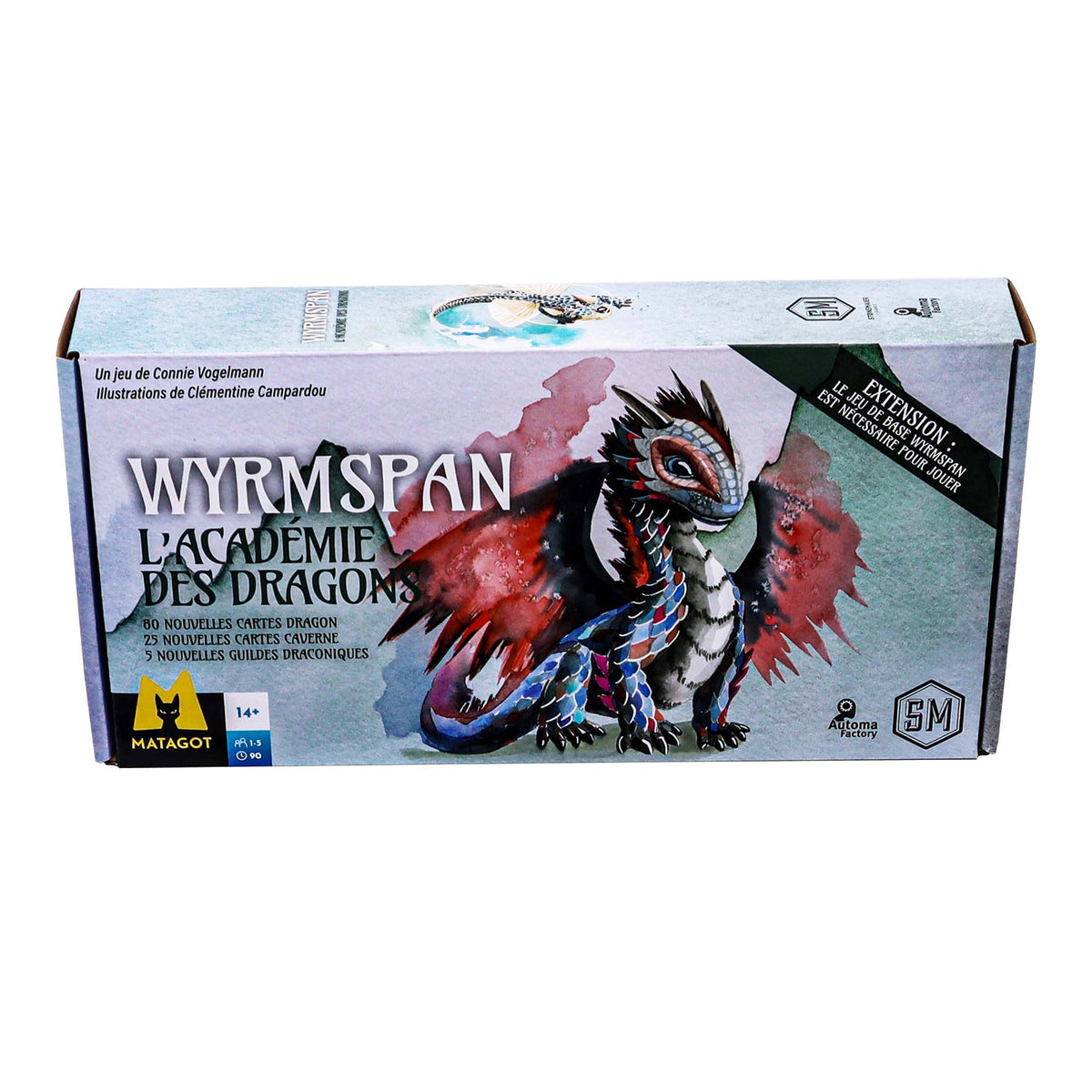 Boîte du jeu de société Wyrmspan L'Académie des Dragons Extension (FR) - 1-5 joueurs, 90 min, 14 ans+ | AdventureBox
