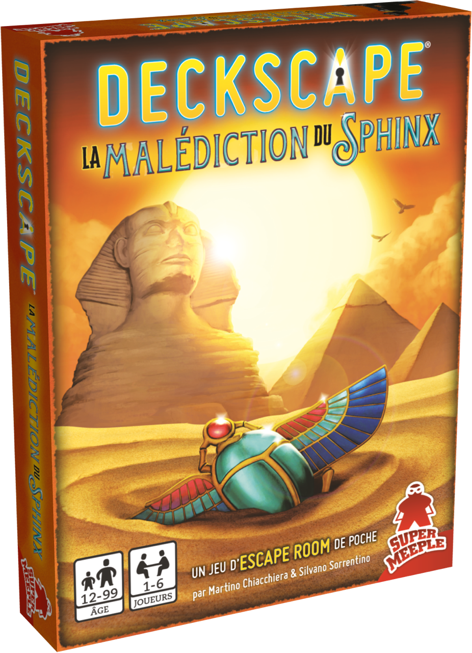 Boîte du jeu de société DECKSCAPE - La Malediction du Sphinx - FR - 1-6 joueurs, 30 - 90 min, 12 ans+ | AdventureBox