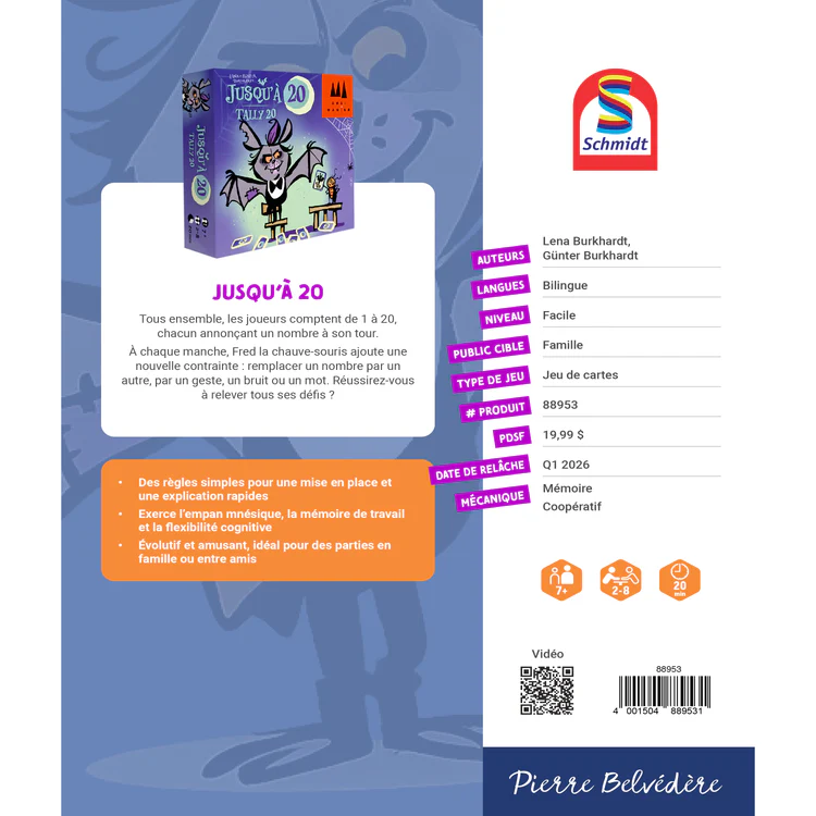 Verso de la boîte Jusqu'à 20 - règles et caractéristiques du jeu