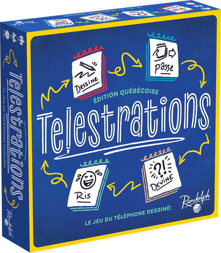Boîte du jeu de société Telestrations Québécoise | Jeu Famille 8+ - 3-8 joueurs, 60 min, 8 ans+ | AdventureBox