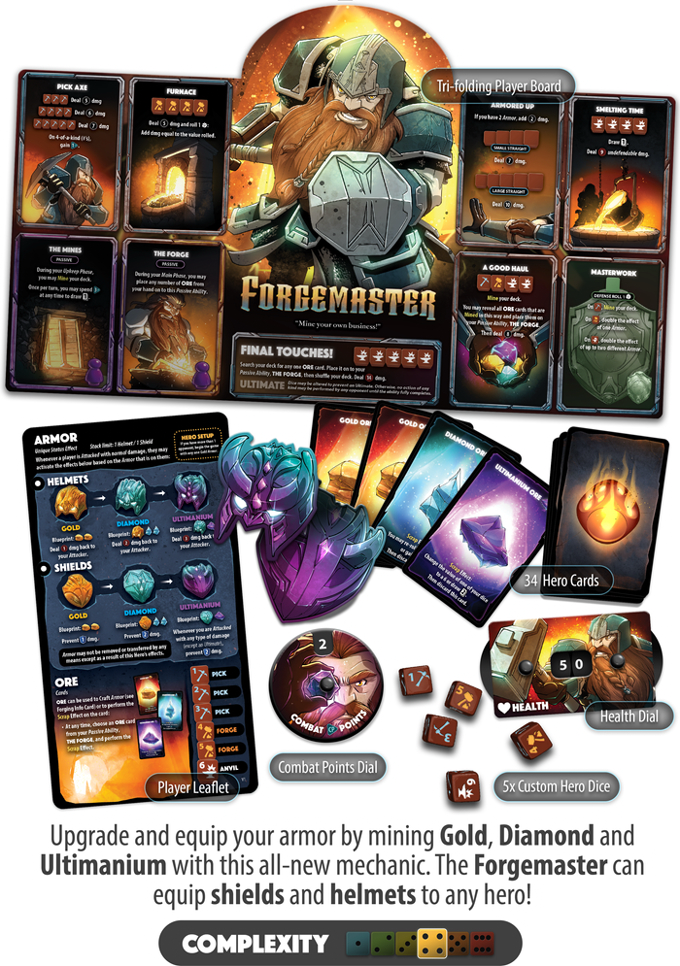 Boîte du jeu de société Dice Throne Vanguard – Hero Pack Forgemaster | Jeu de société stratégique - 2-4 joueurs, 30 min