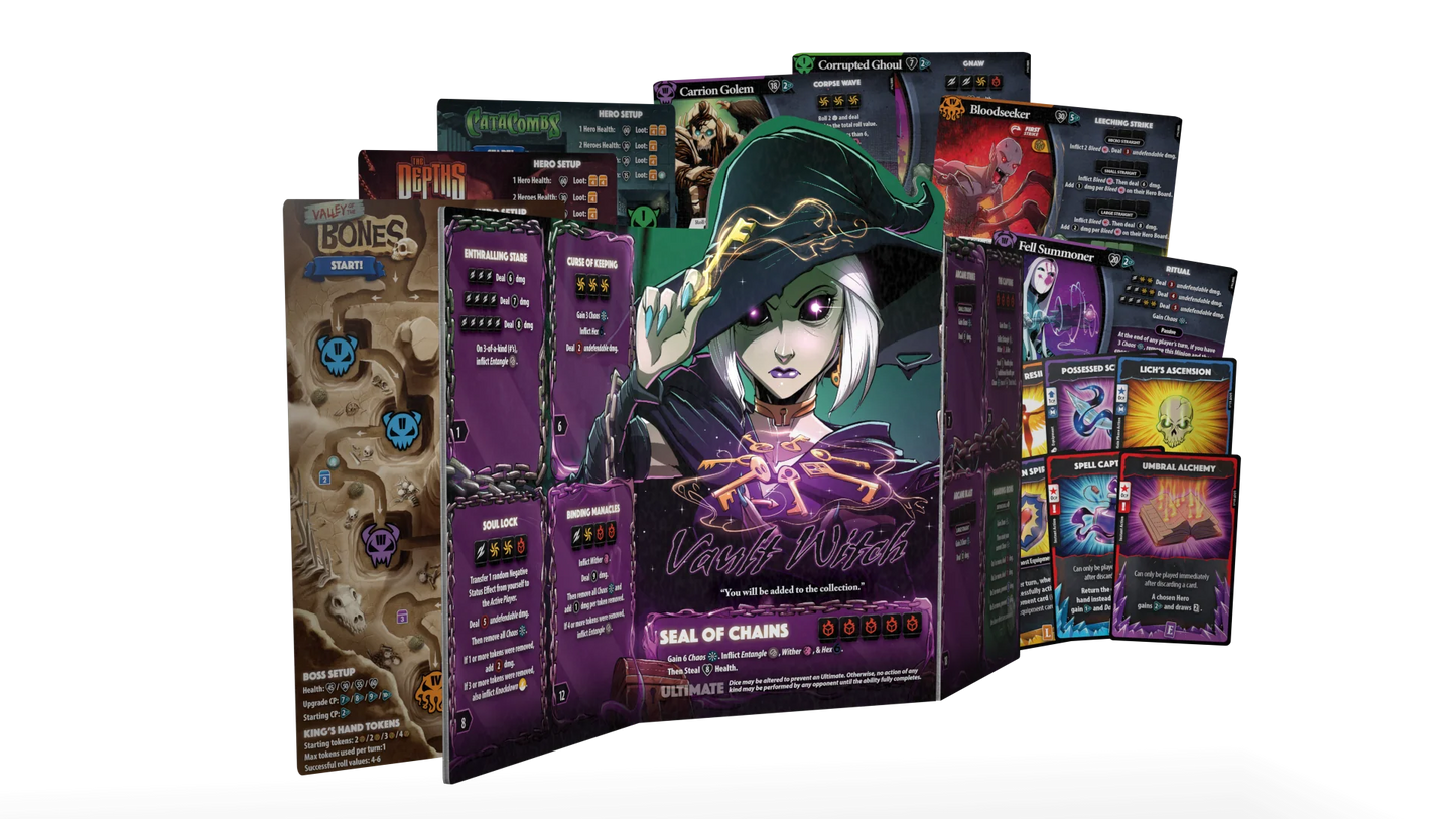 Boîte du jeu de société Dice Throne Adventures Unchained - Mode Campagne Coopératif - Version Anglaise - 1-4 joueurs