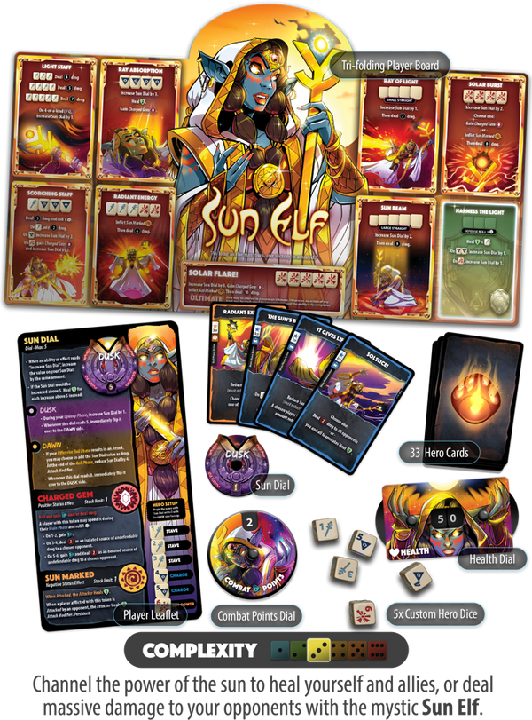 Dice Throne Vanguard – Hero Pack Sun Elf | Jeu de société stratégique | Précommande