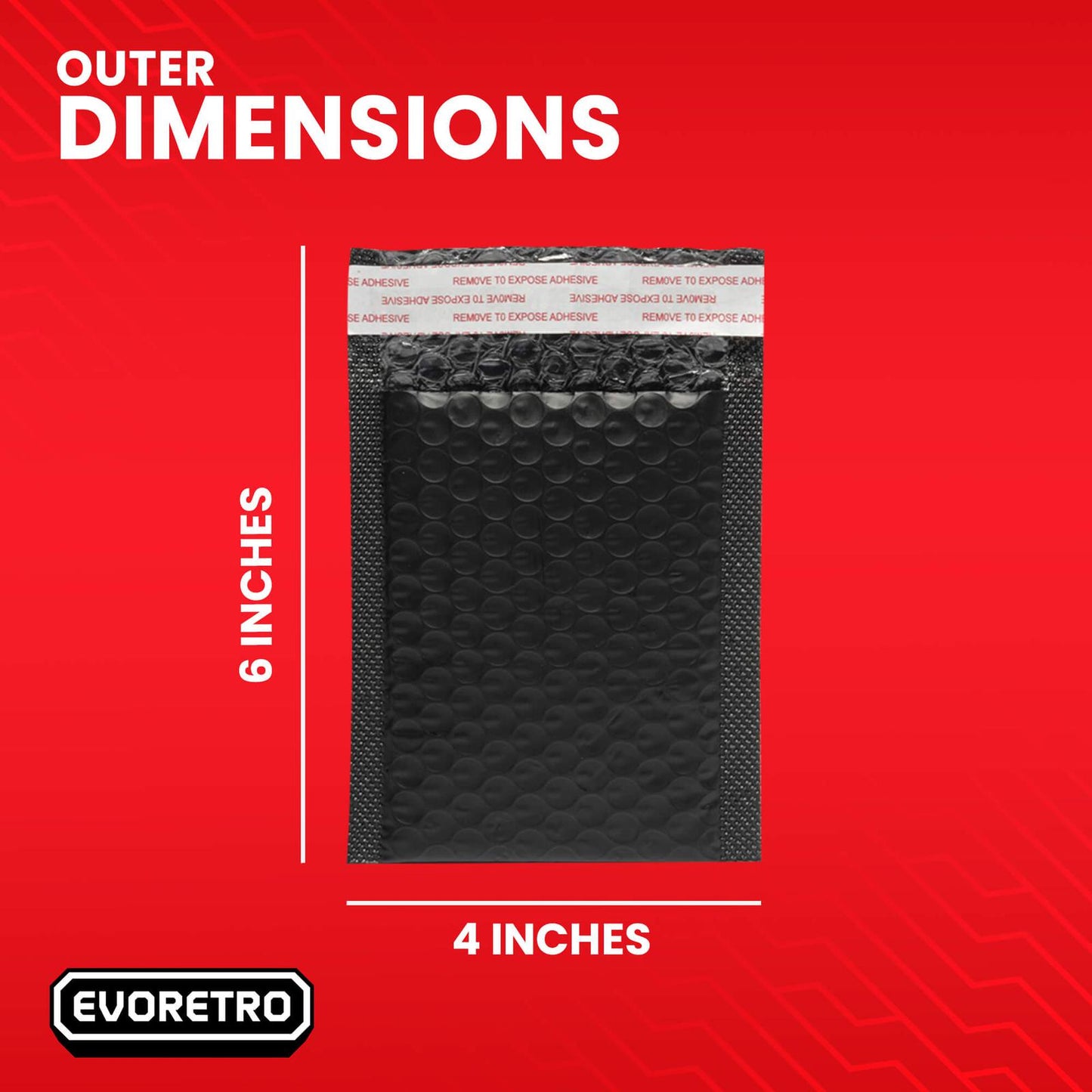 50x EVORETRO Poly Bubble Mailers  4x6" – Black Protective Shipping Envelopes