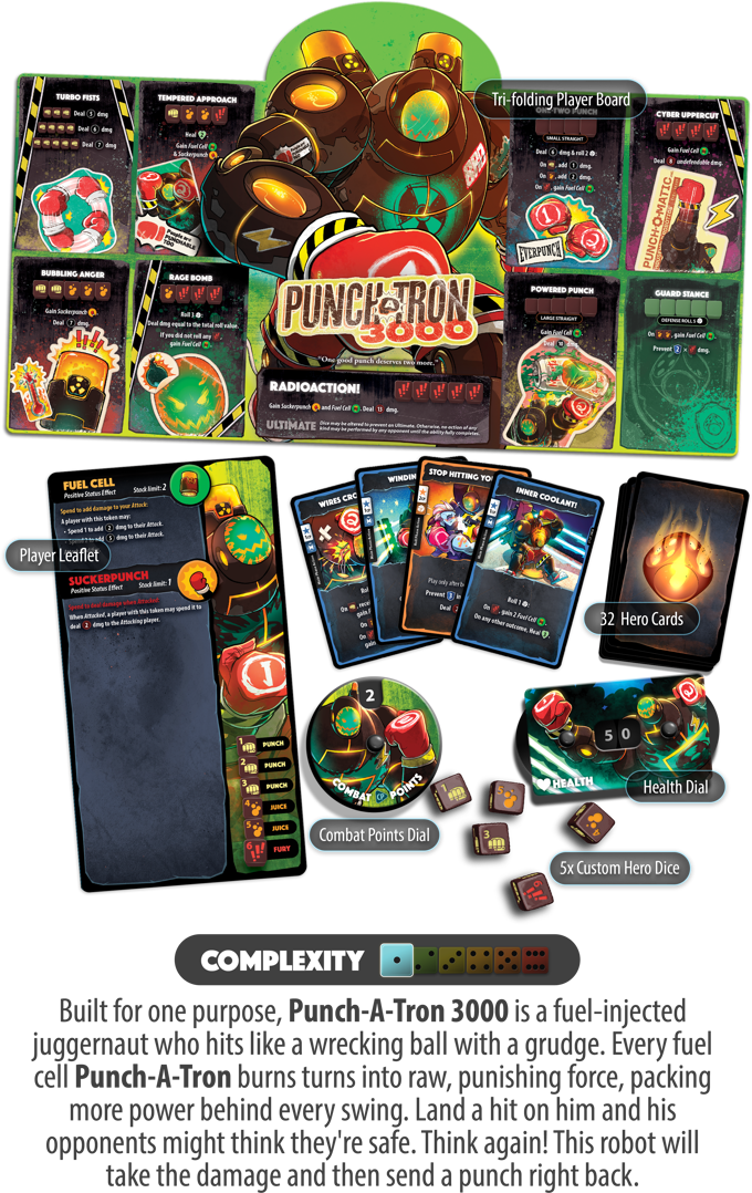 Dice Throne · Hero Pack Punch-A-Tron 3000 (Nexus) · visuel officiel Dice Throne Nexus