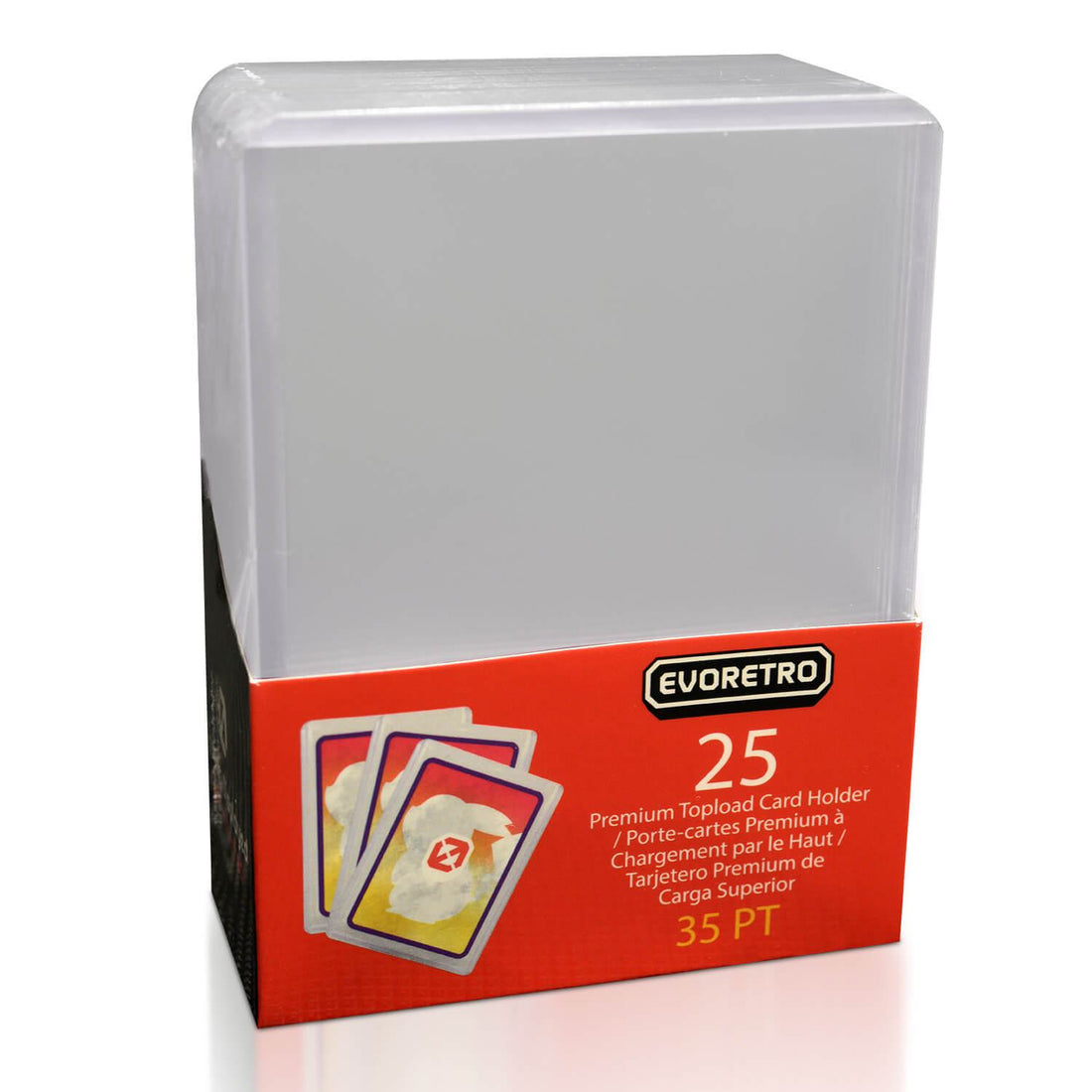 25 EVORETRO Toploader 35pt/55pt/75pt/100pt/180pt – Pack of 25 for Trading Cards | AdventureBox